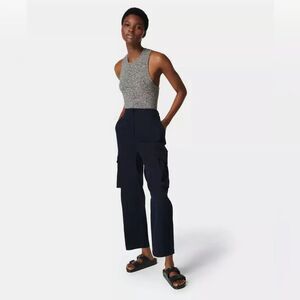 Sweaty Betty Atlas Cargo Trouser French Navy Blue Size Small New Cotton Wool NWT